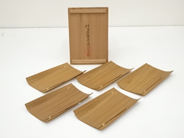 此君亭工房造　千鳥おしぼり置5客（共箱）